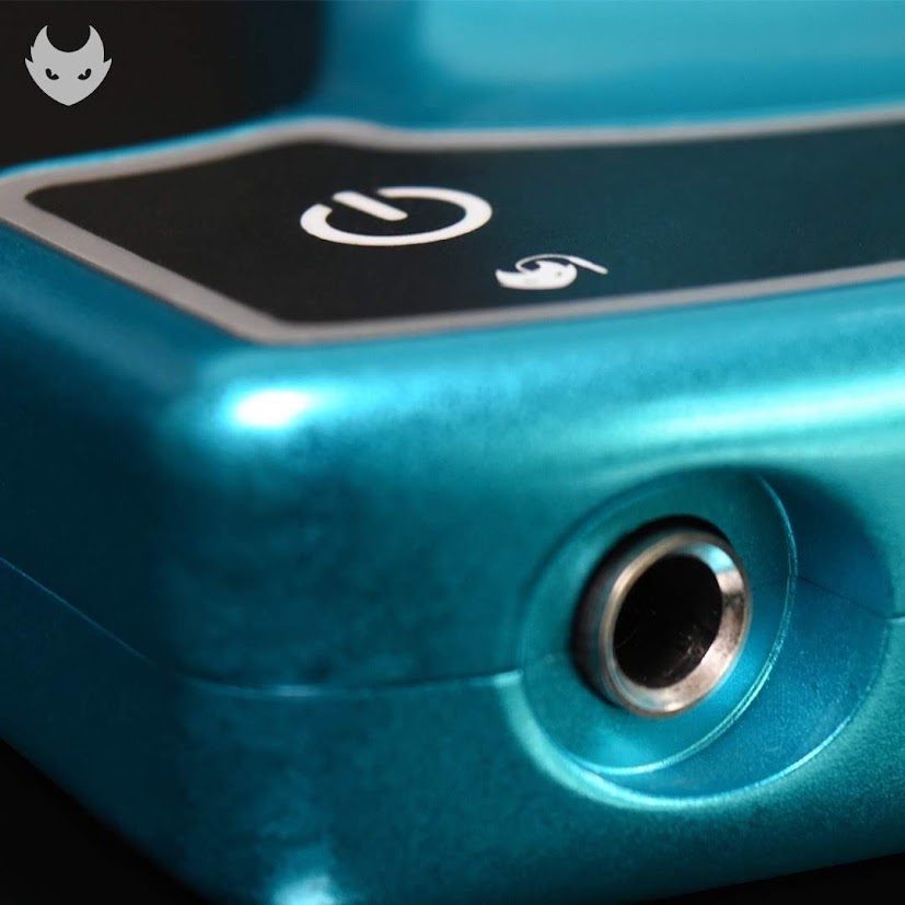 Corner of the teal supply with the power key and hook icon